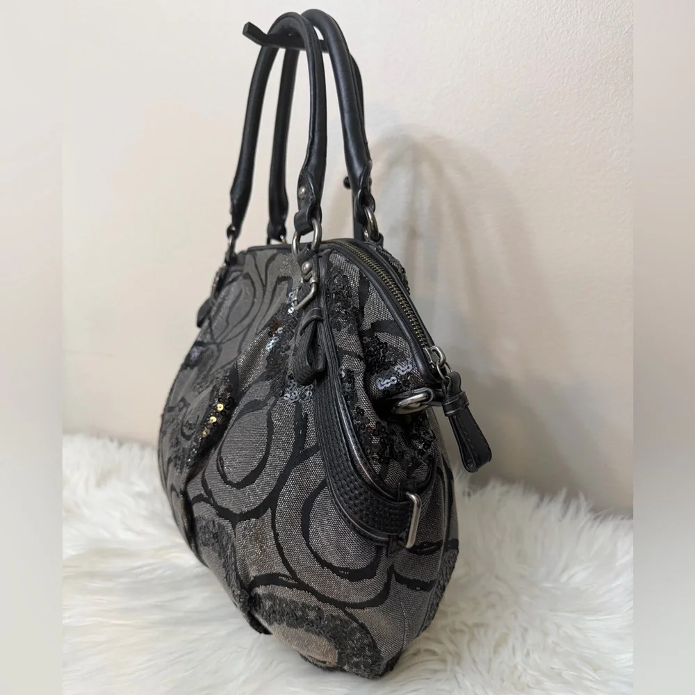 Coach vintage Sequin Black and Gray Shoulder Bag#15940
